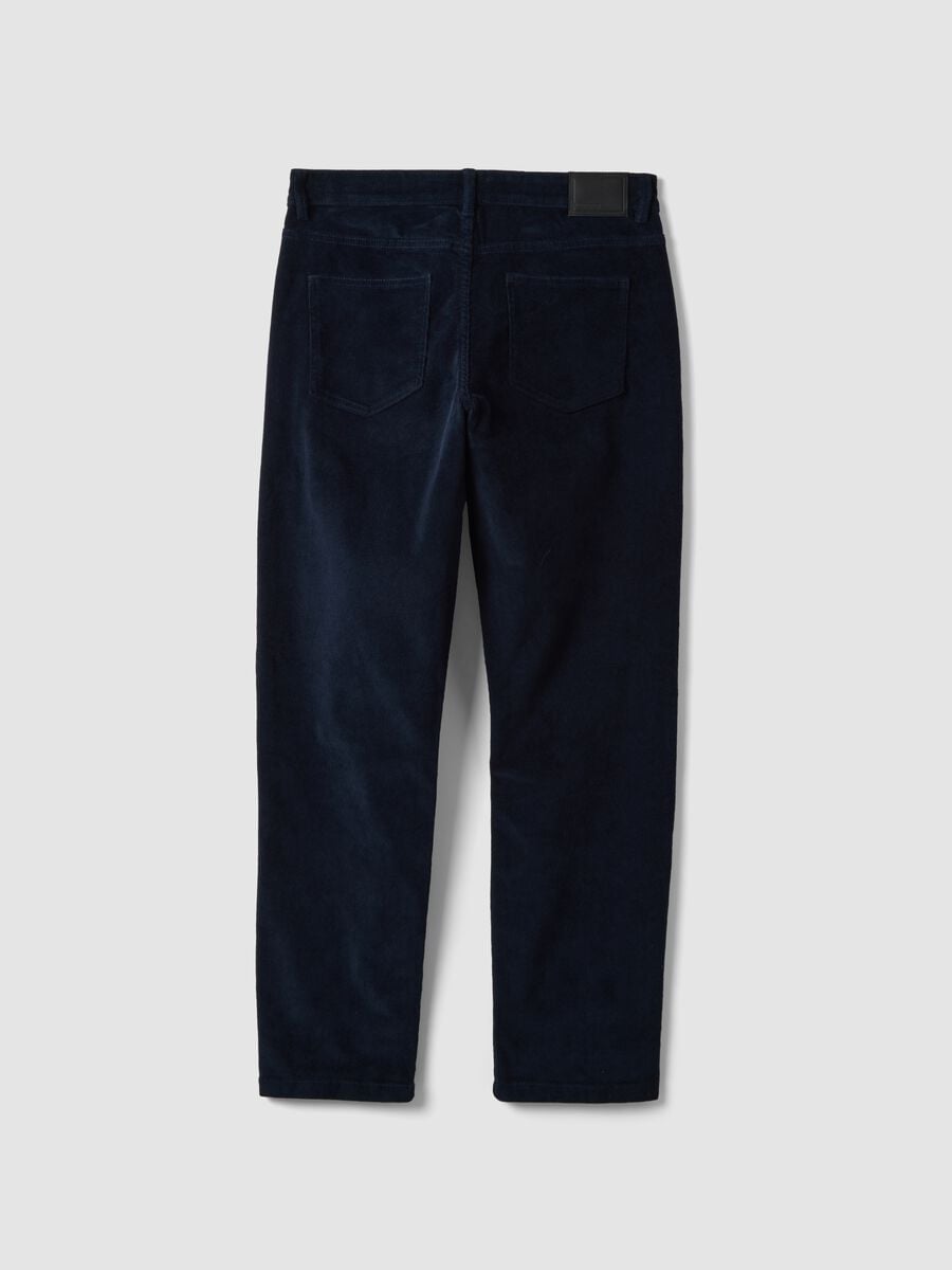 Blue slim-fit ribbed stretch-cotton trousers_2
