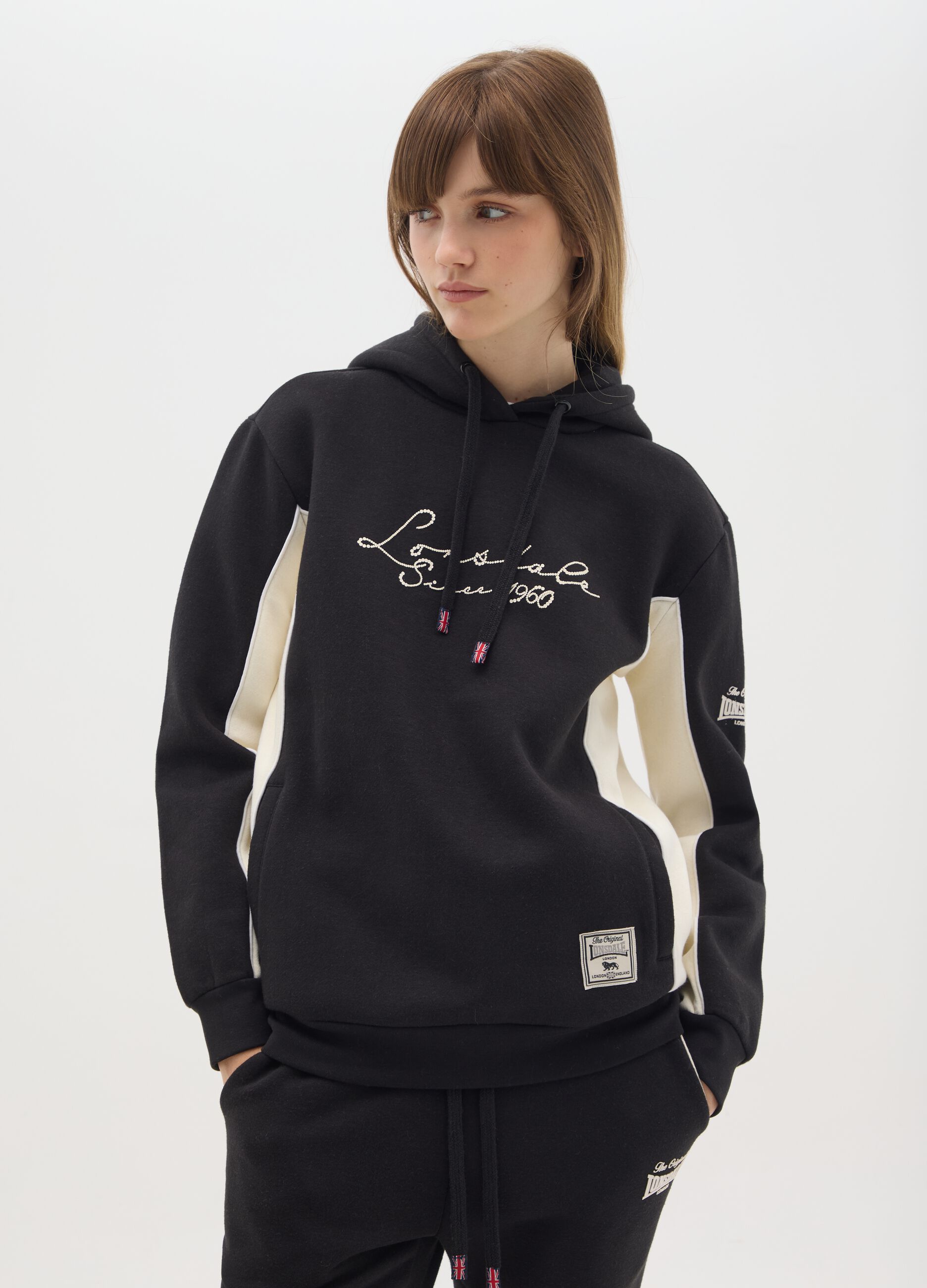 Black Cotton Blend Hoodie