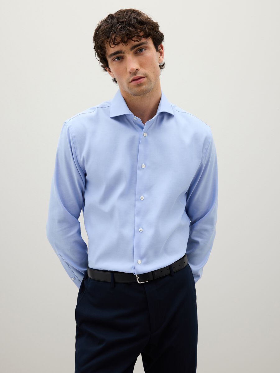Regular fit azure pure cotton shirt_0
