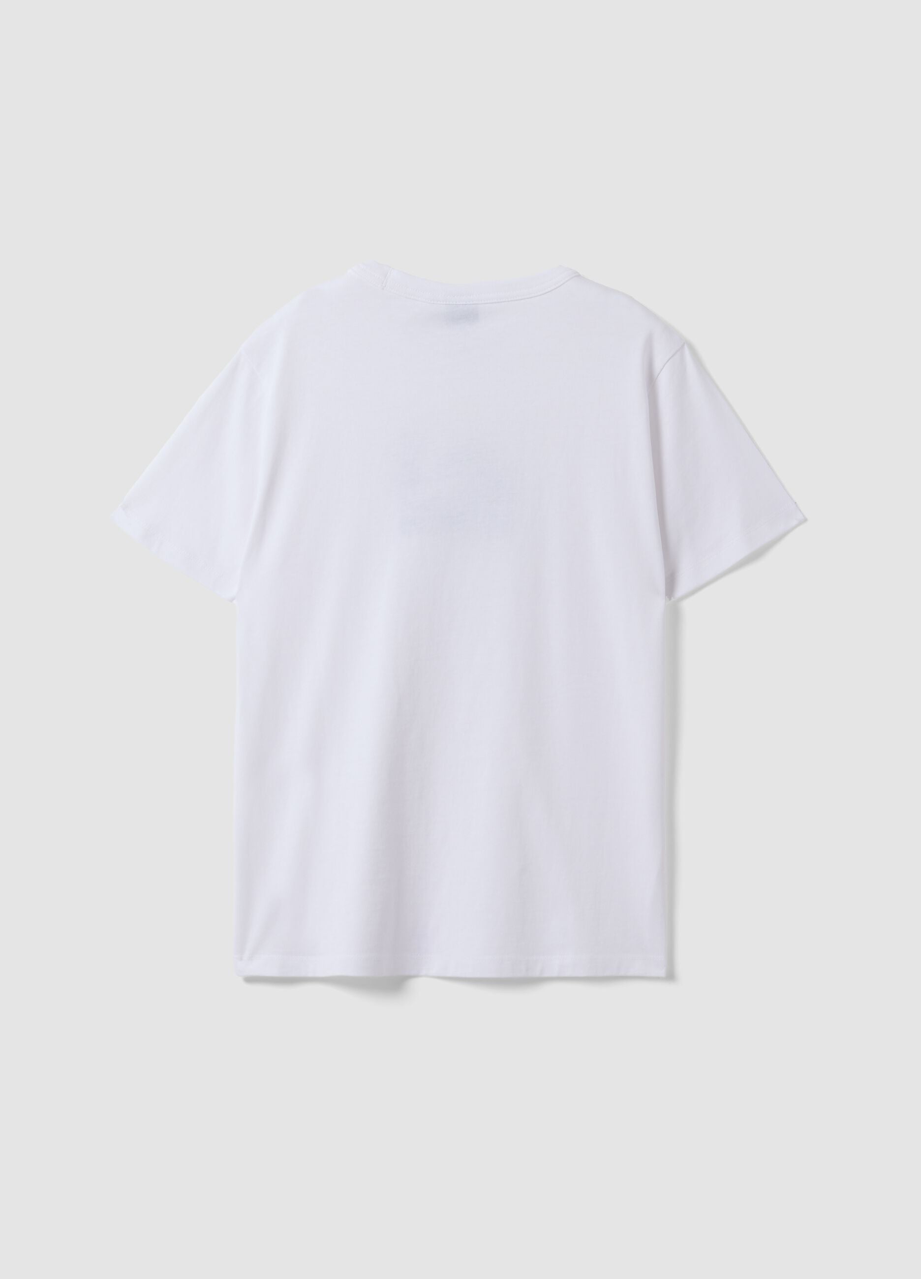 White pure cotton T-shirt with Hokusai print