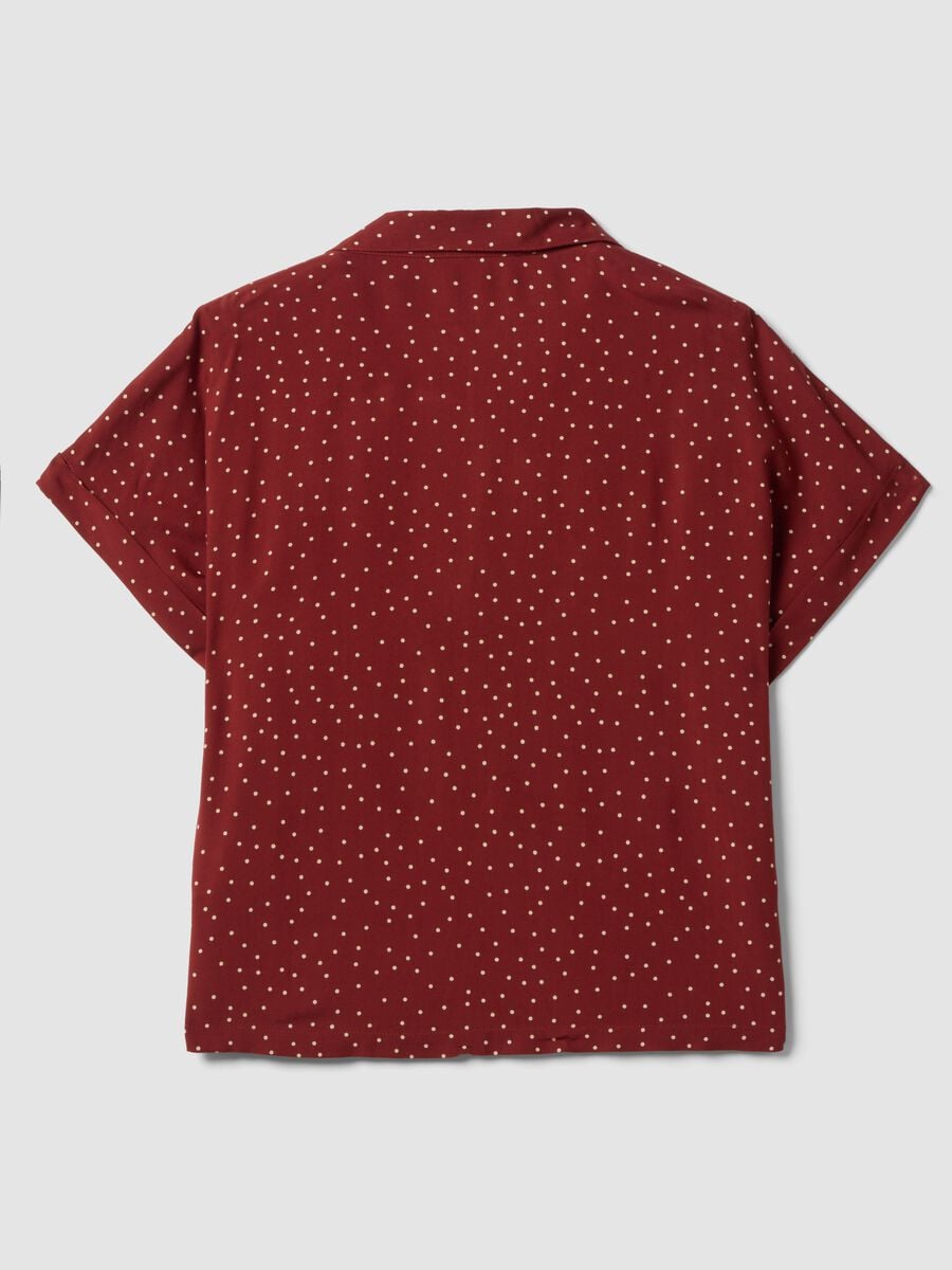 Camicia rossa a pois in pura viscosa a maniche corte over fit_5