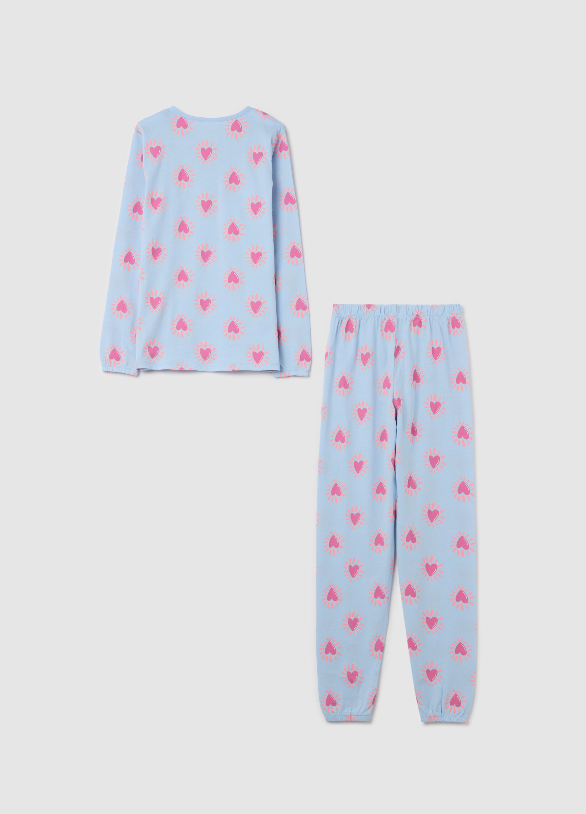 Organic cotton pyjamas with hearts print