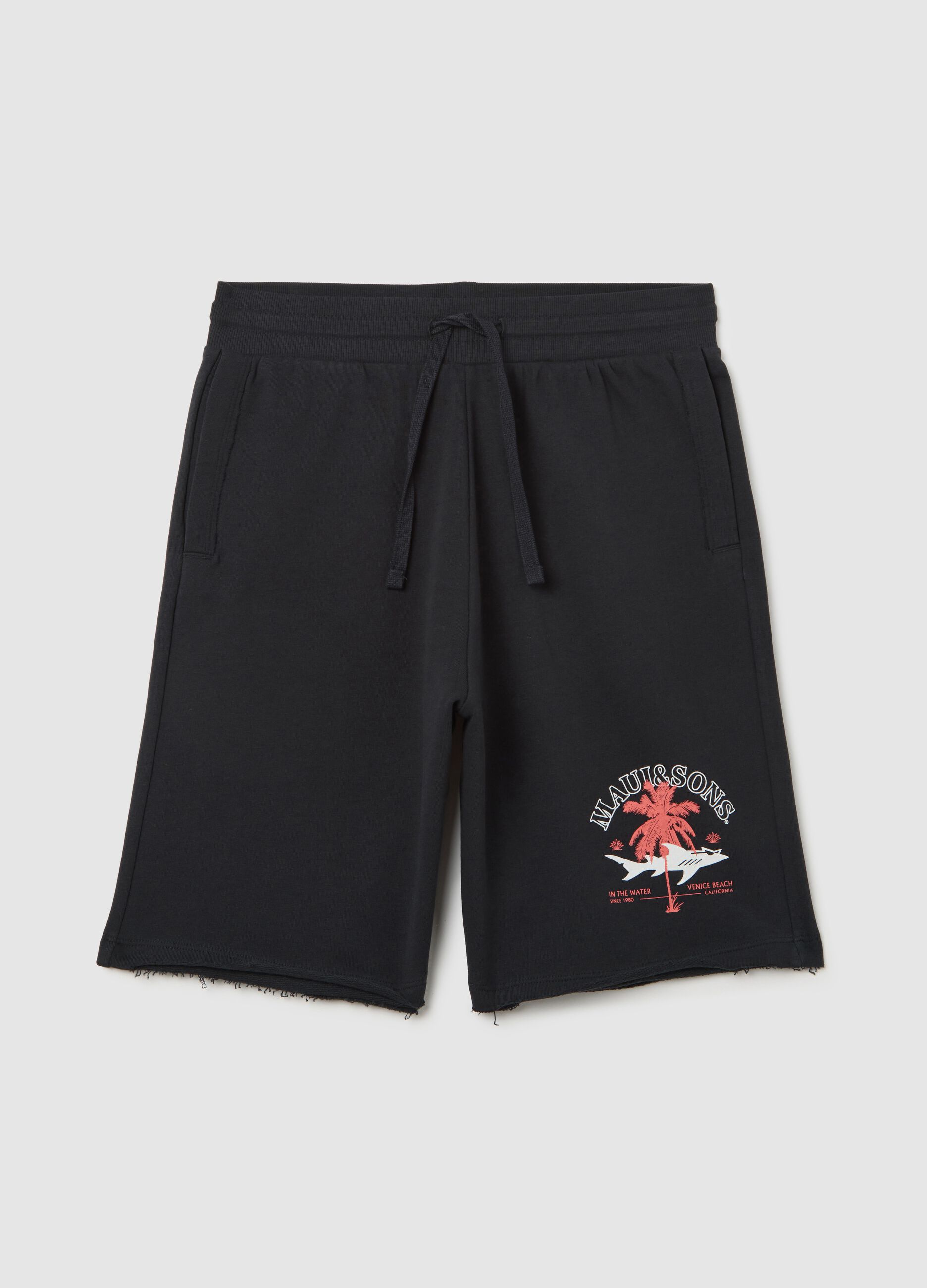 Black relaxed fit cotton Maui shorts