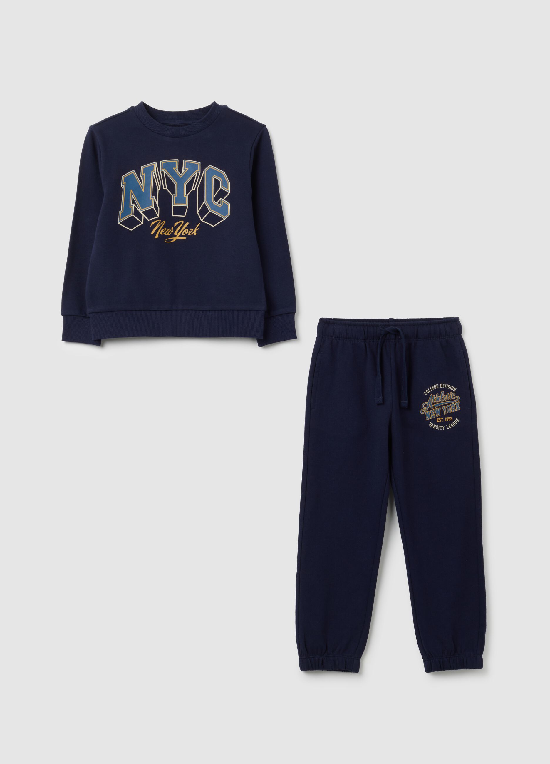 Boys' blue cotton tracksuit regular fit