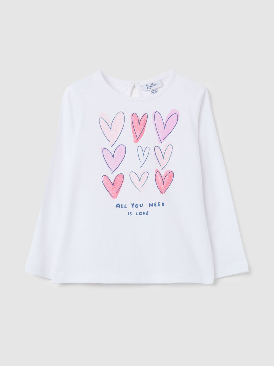 Girls' white pure cotton regular fit top with print_0