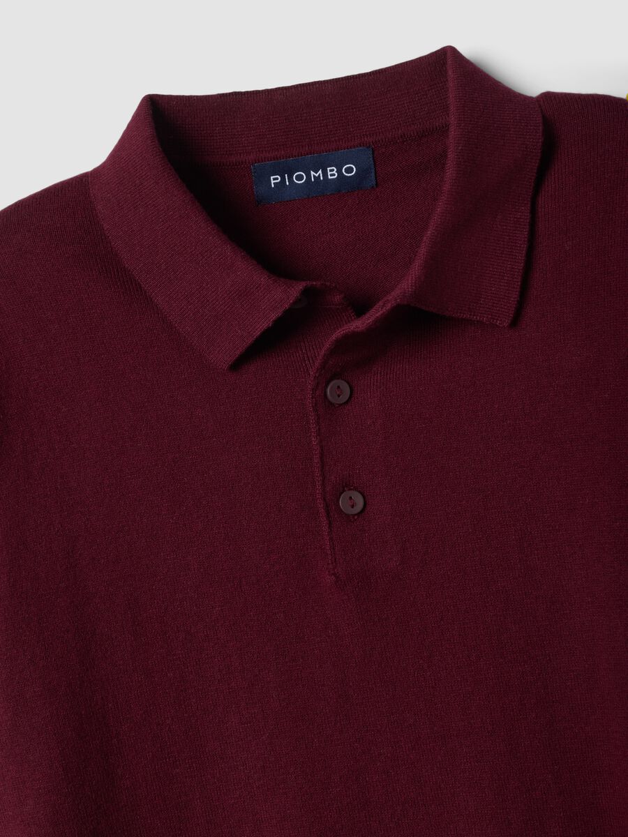 Polo rossa in misto cotone e cashmere a maniche lunghe regular fit_1