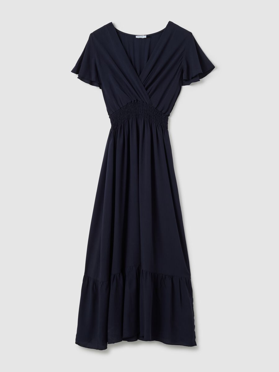 Abito lungo da donna in puro viscosa blu regular fit_0