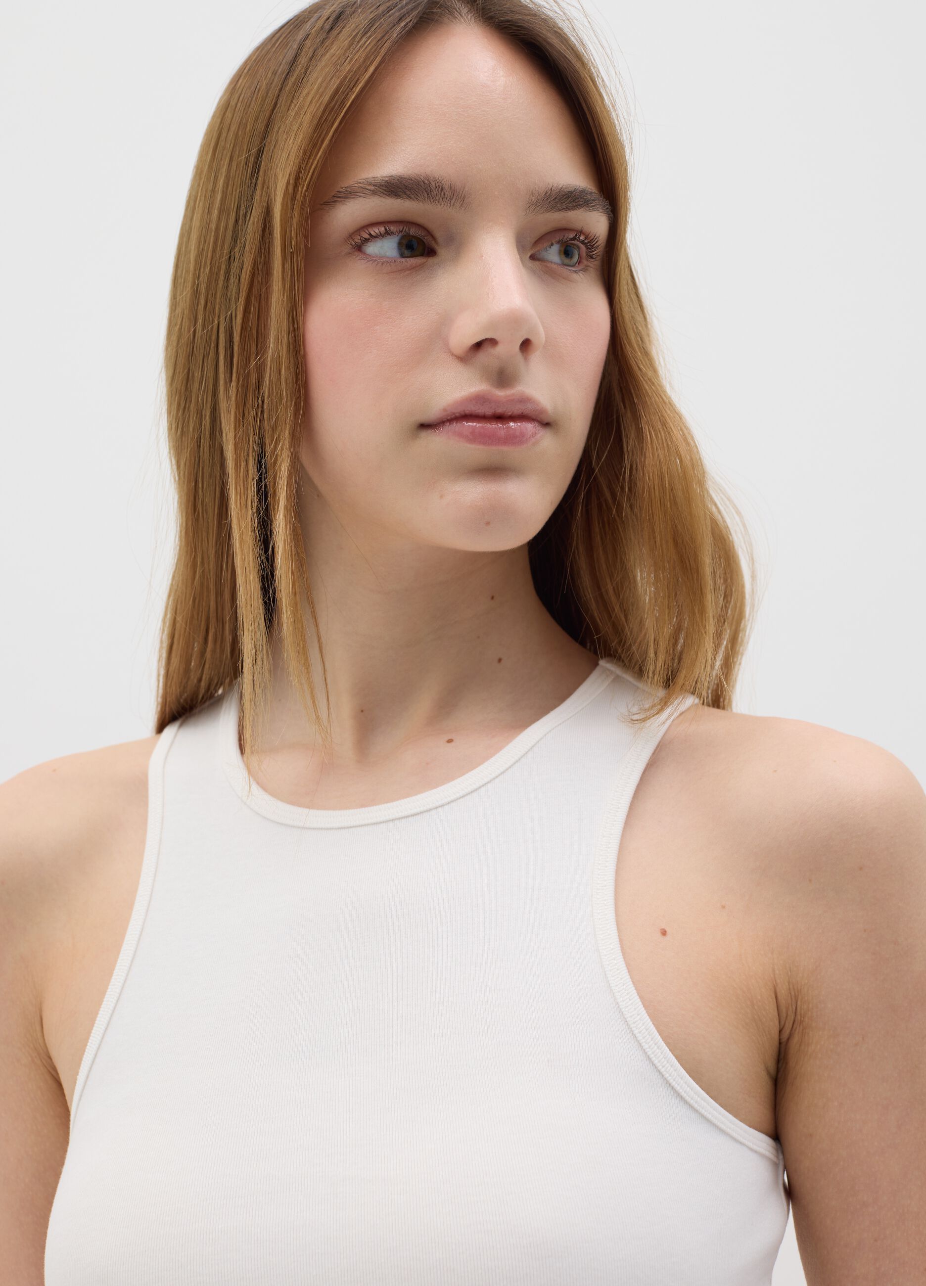 Stretch White Crop Top B.Angel