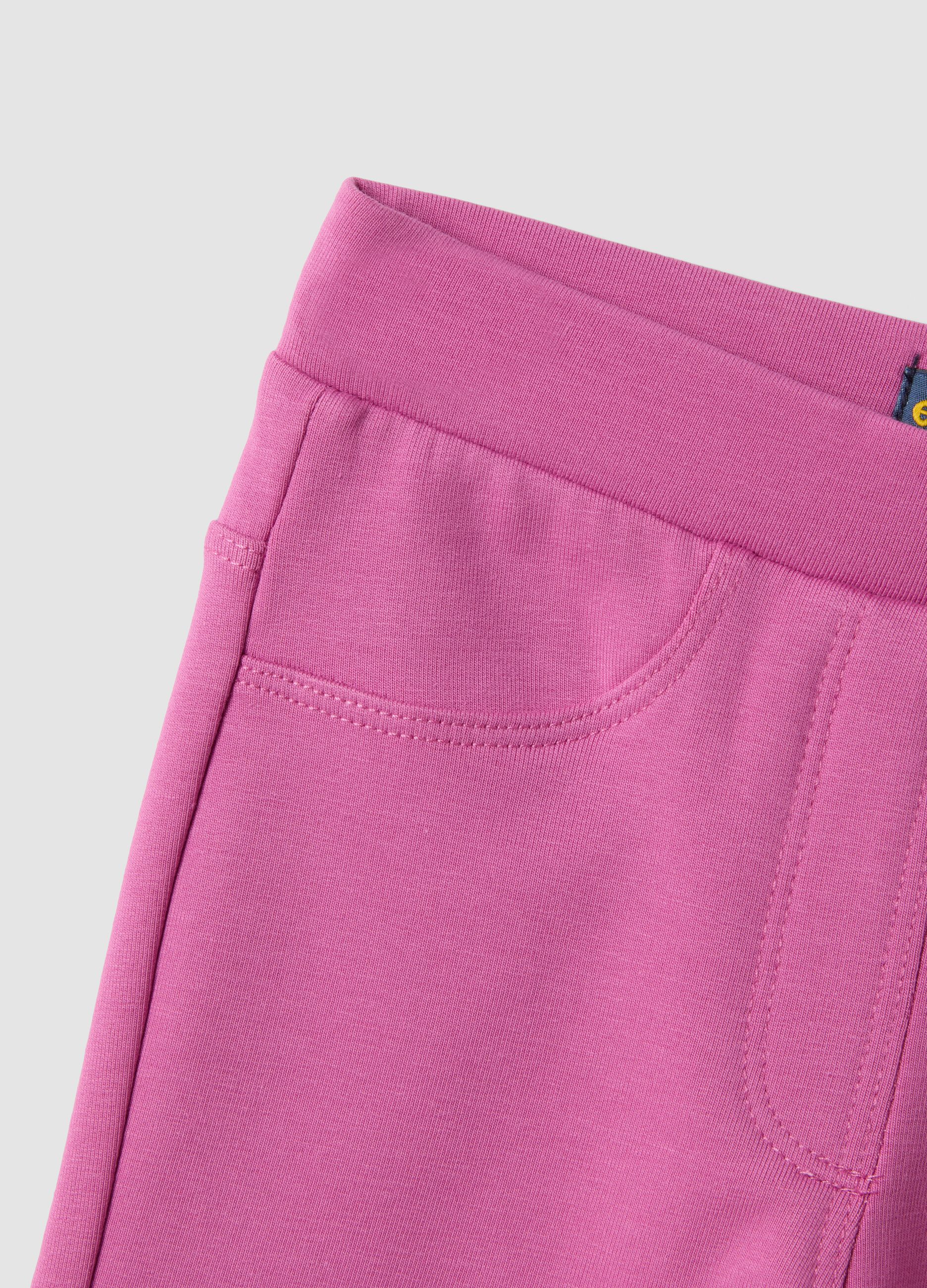 Pink flared treggings in stretch organic cotton