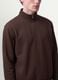 Brown half-zip cotton-blend crew neck_2