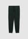 Regular Fit Green Fleece Trousers with Elastic Waist_0