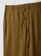 Brown viscose-linen blend straight-fit trousers with drawstring_5