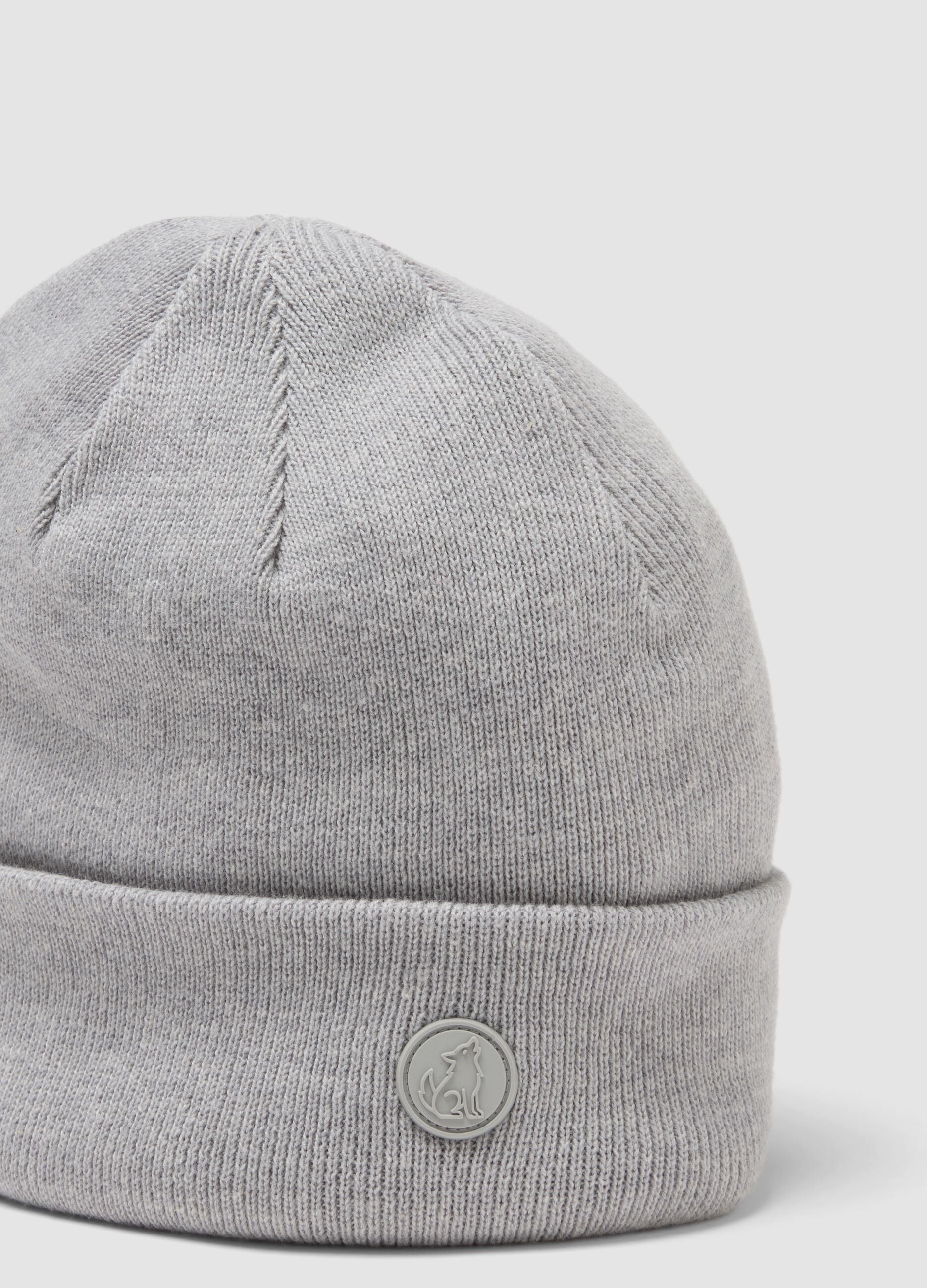 Grey cotton-blend jersey knit hat