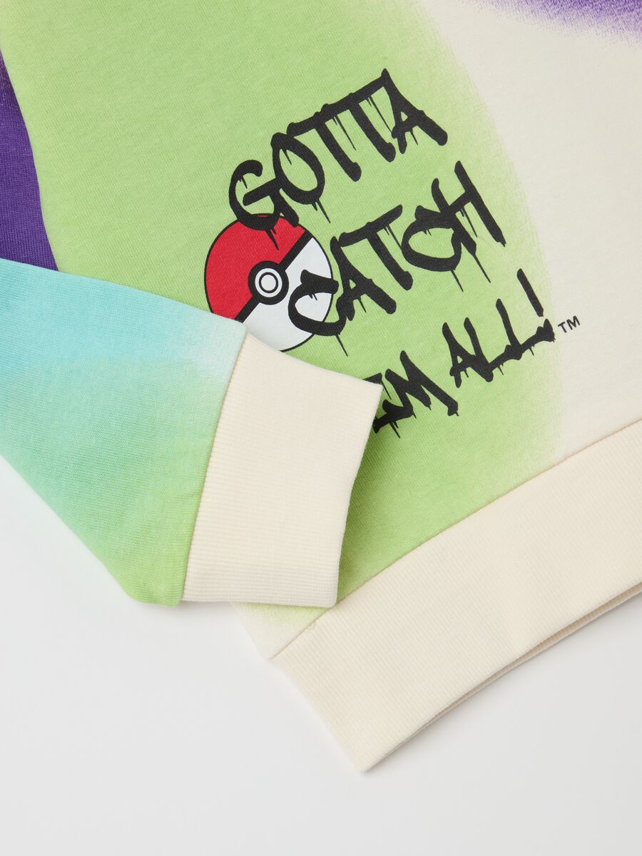Cotton sweatshirt with hood and Pikachu print_3