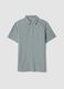 Grey short-sleeved polo shirt in pure cotton_4