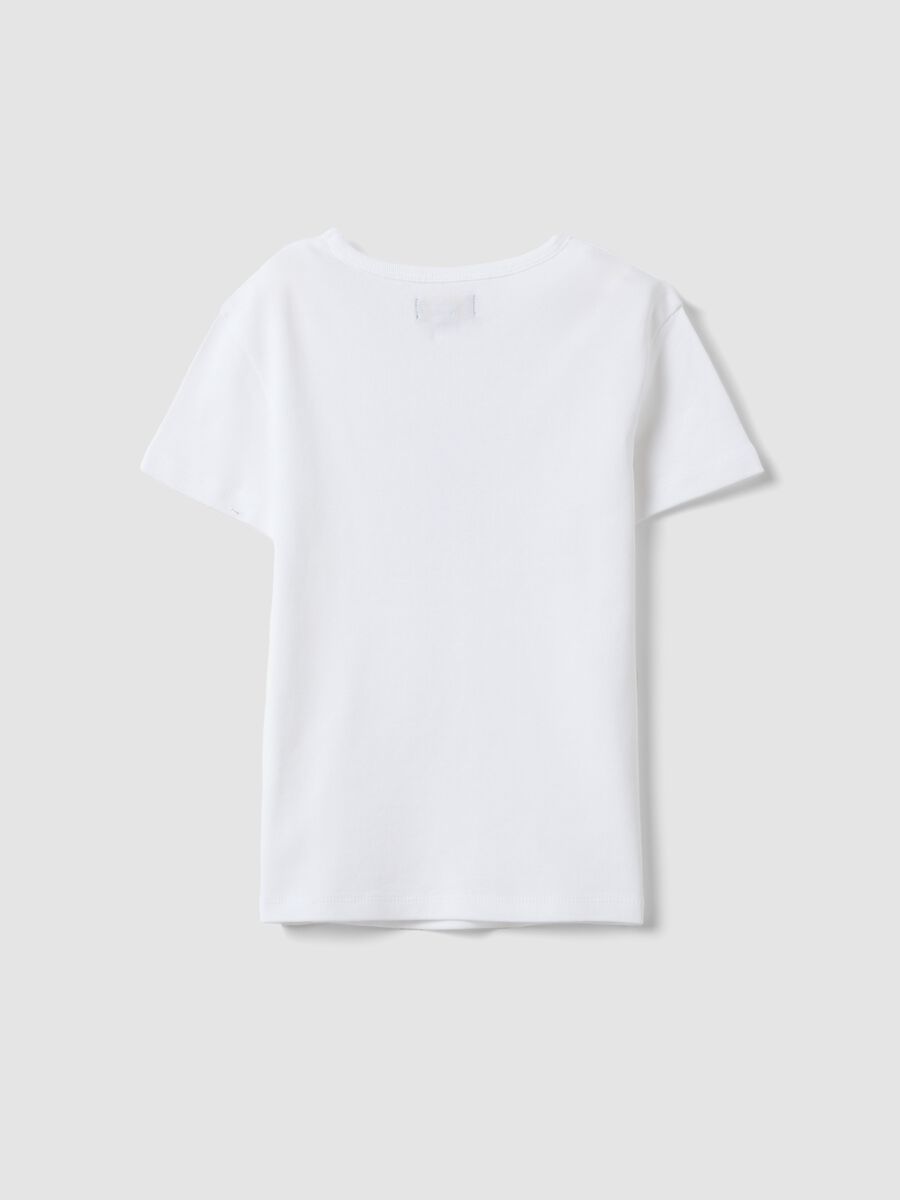 T-shirt in puro cotone bianca da ragazza slim fit con stampa_1