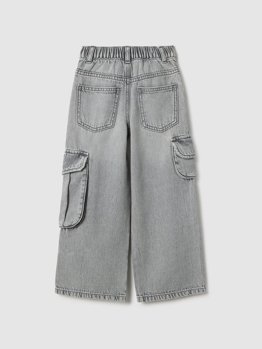 Girl's regular fit grey pure cotton trousers_1