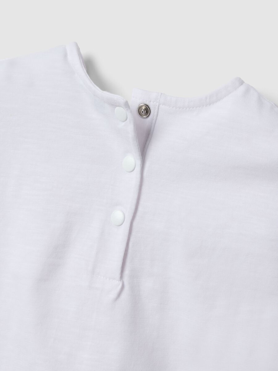 White pure cotton T-shirt for girls, regular fit with embroidery_3