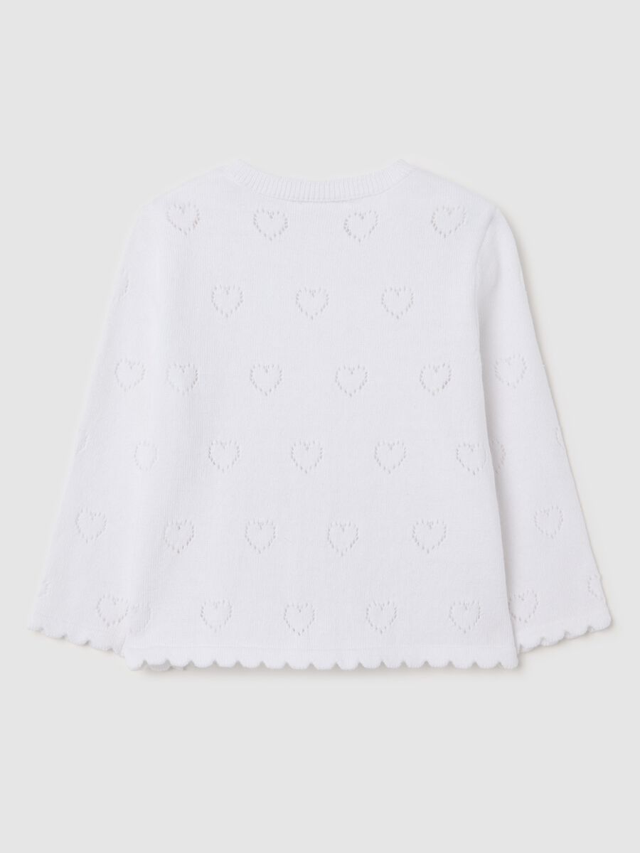 White cardigan with openwork hearts motif_1