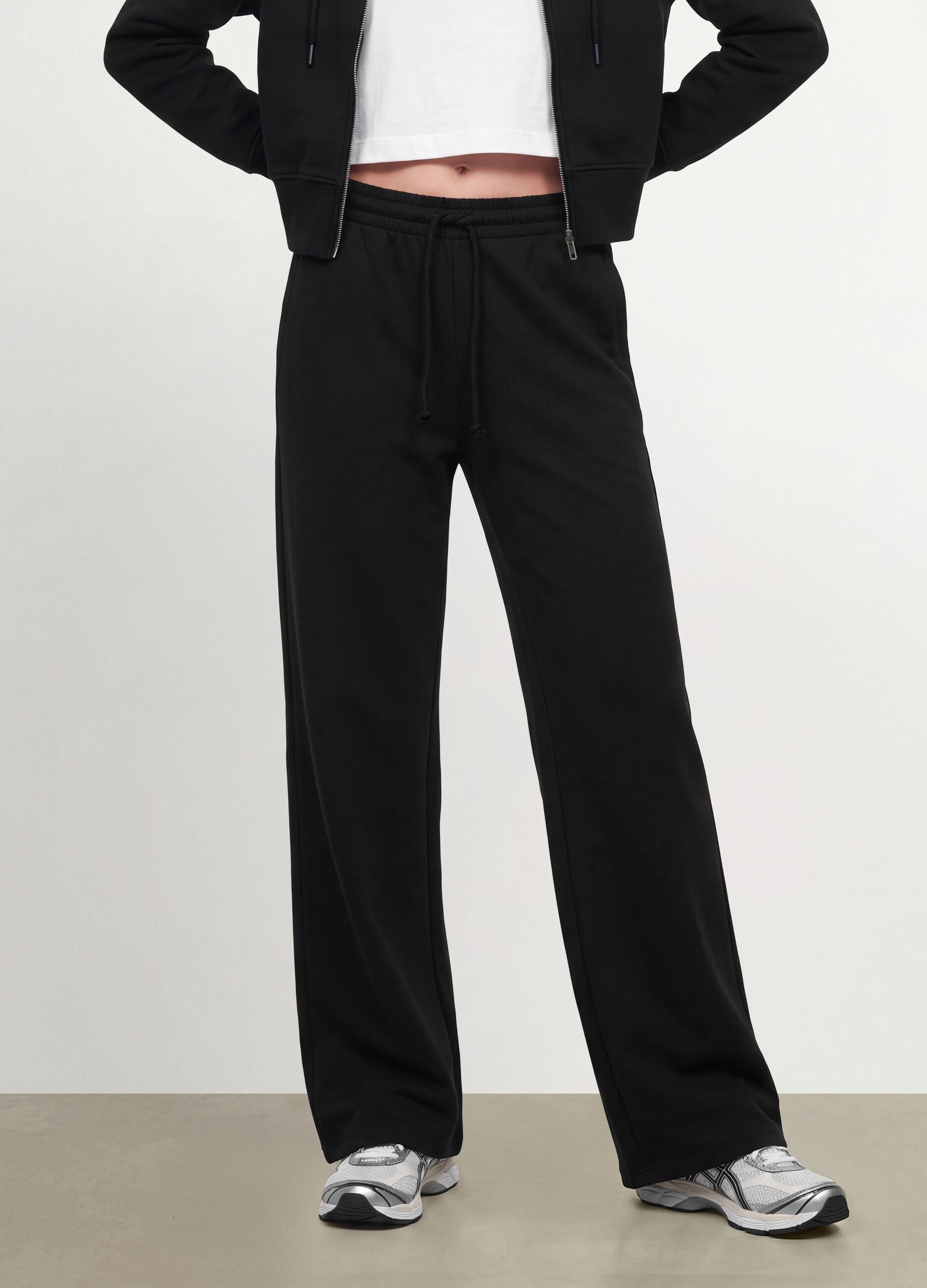 Pantaloni jogger neri baggy fit in puro cotone