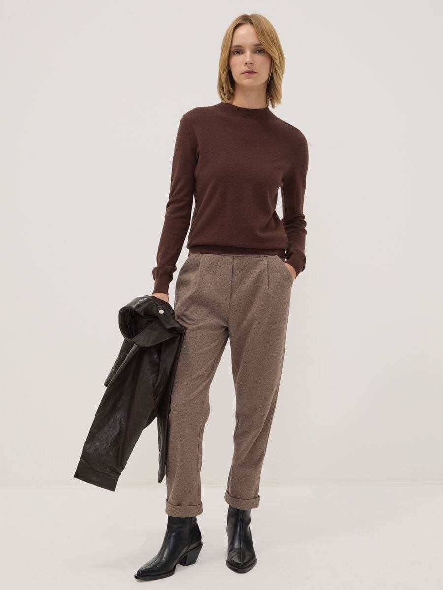 Brown regular-fit jumper in viscose and wool blend_1