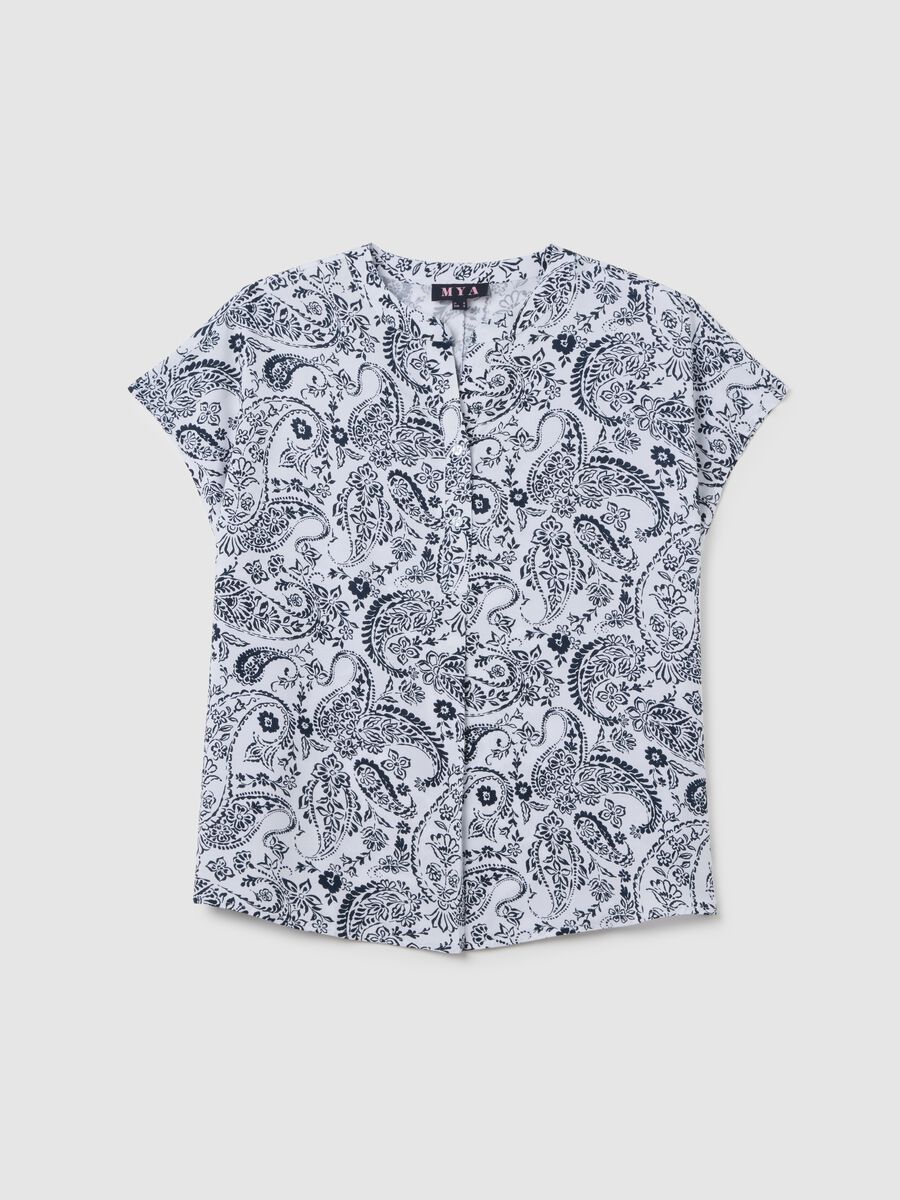Camicia a maniche corte da donna in puro viscosa multicolor regular fit_0