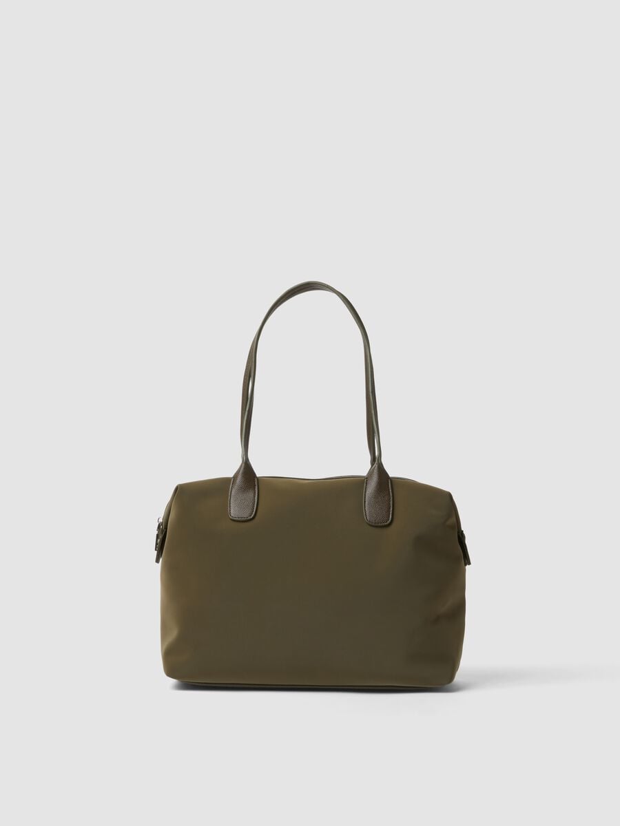 Borsa verde a mano con doppio manico e zip_0