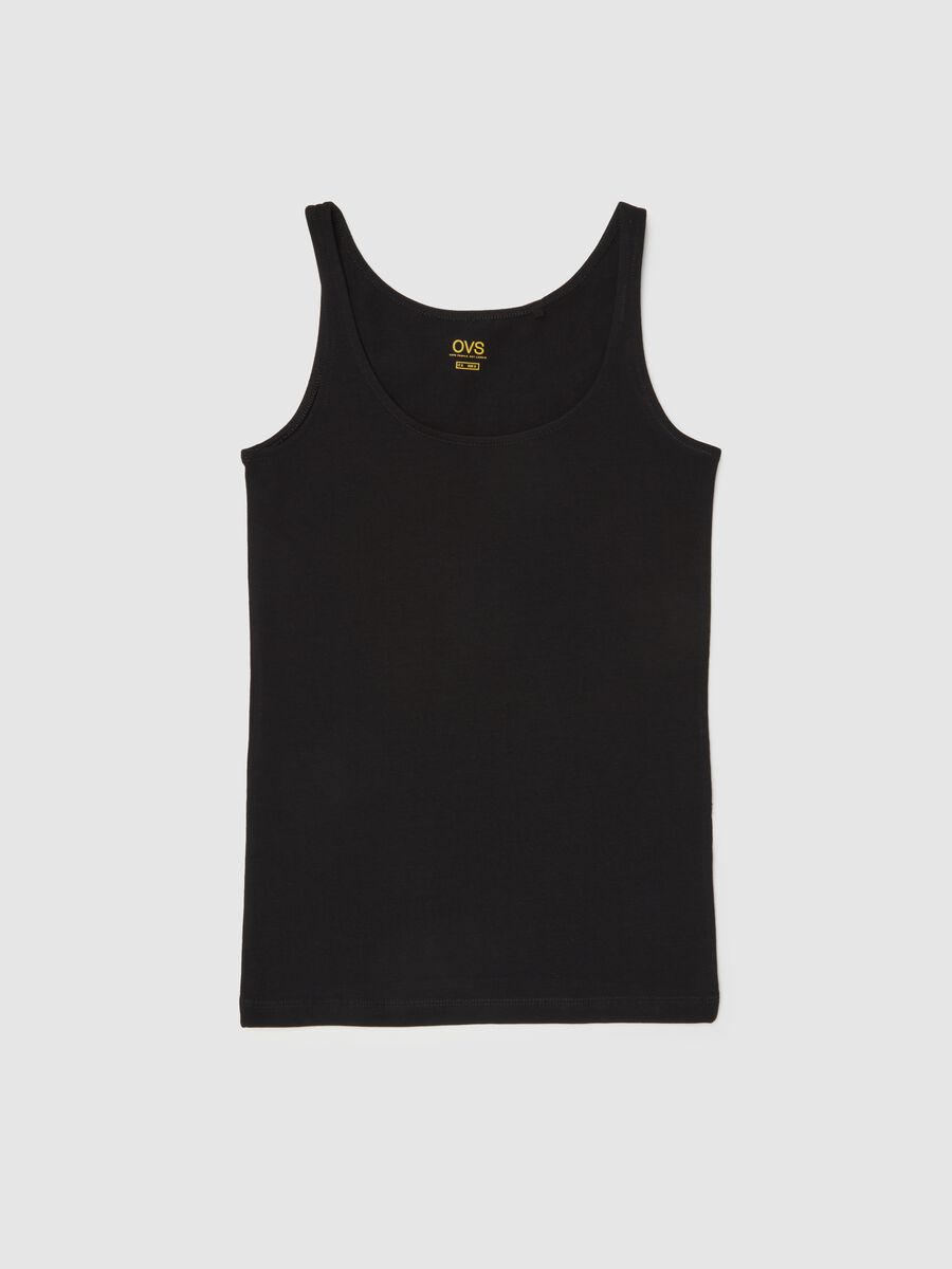Canottiera basic in cotone stretch nera_4