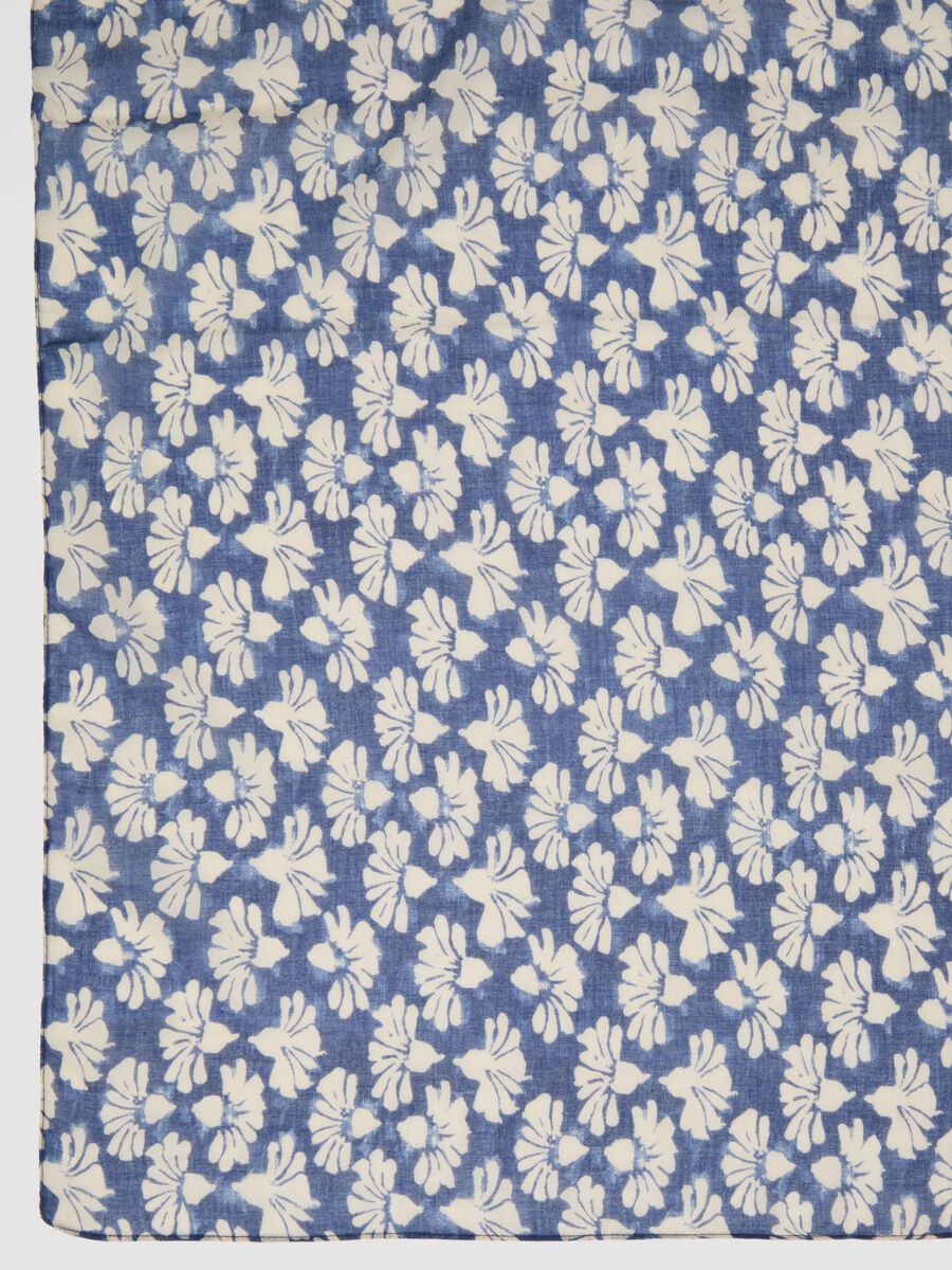 Sarong blu in puro cotone con stampa floreale_2