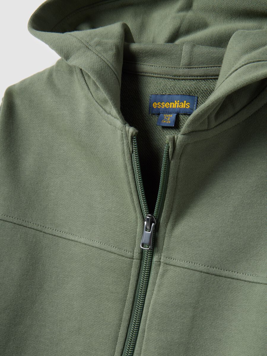 Green hooded sweatshirt with zip for kids in pure cotton regular fit_2