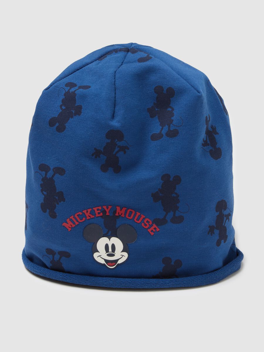 Blue elasticated cotton child&rsquo;s hat with Mickey Mouse print_2