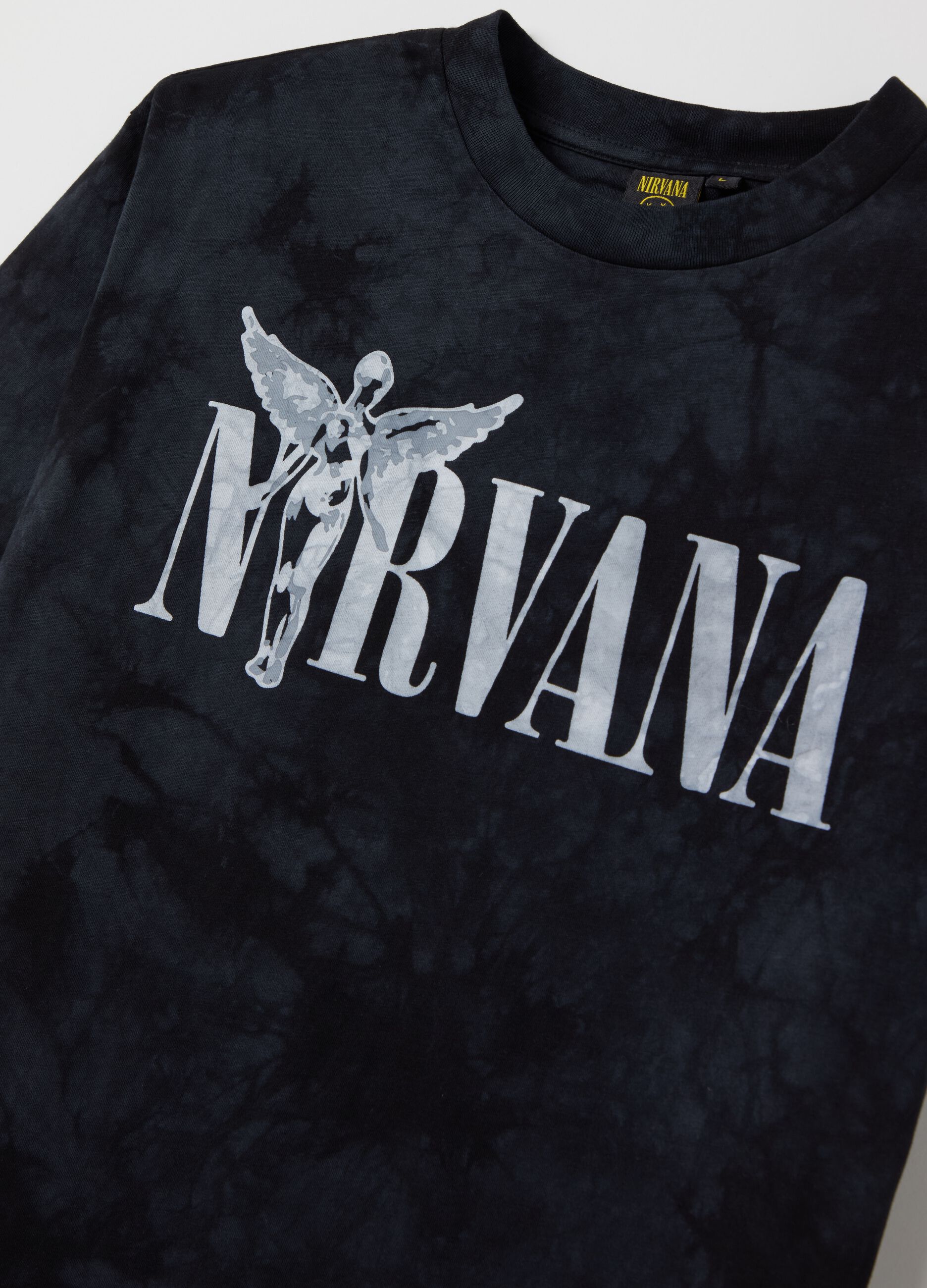 Acid wash T-shirt with Nirvana print