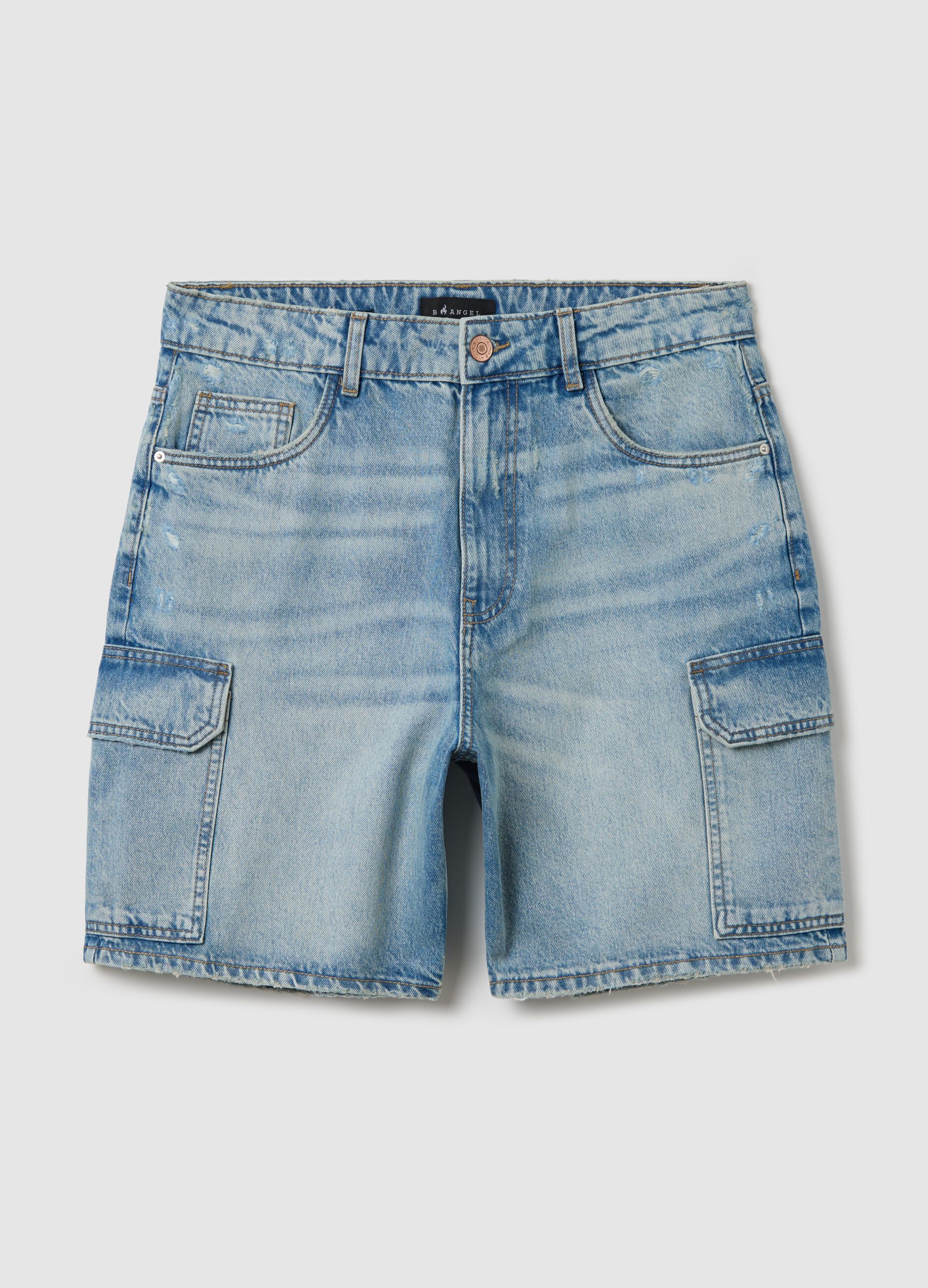 Cargo Bermuda shorts in light denim