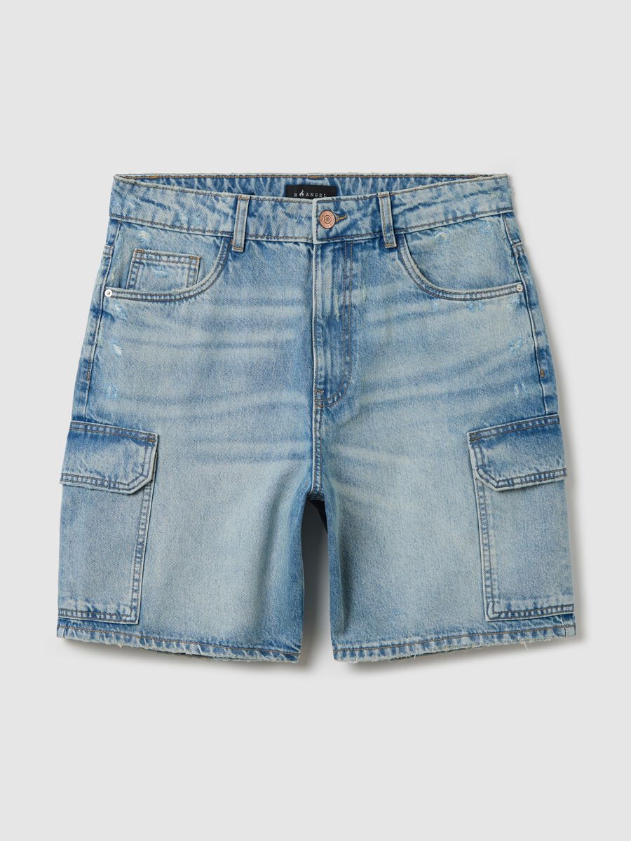 Cargo Bermuda shorts in light denim_4