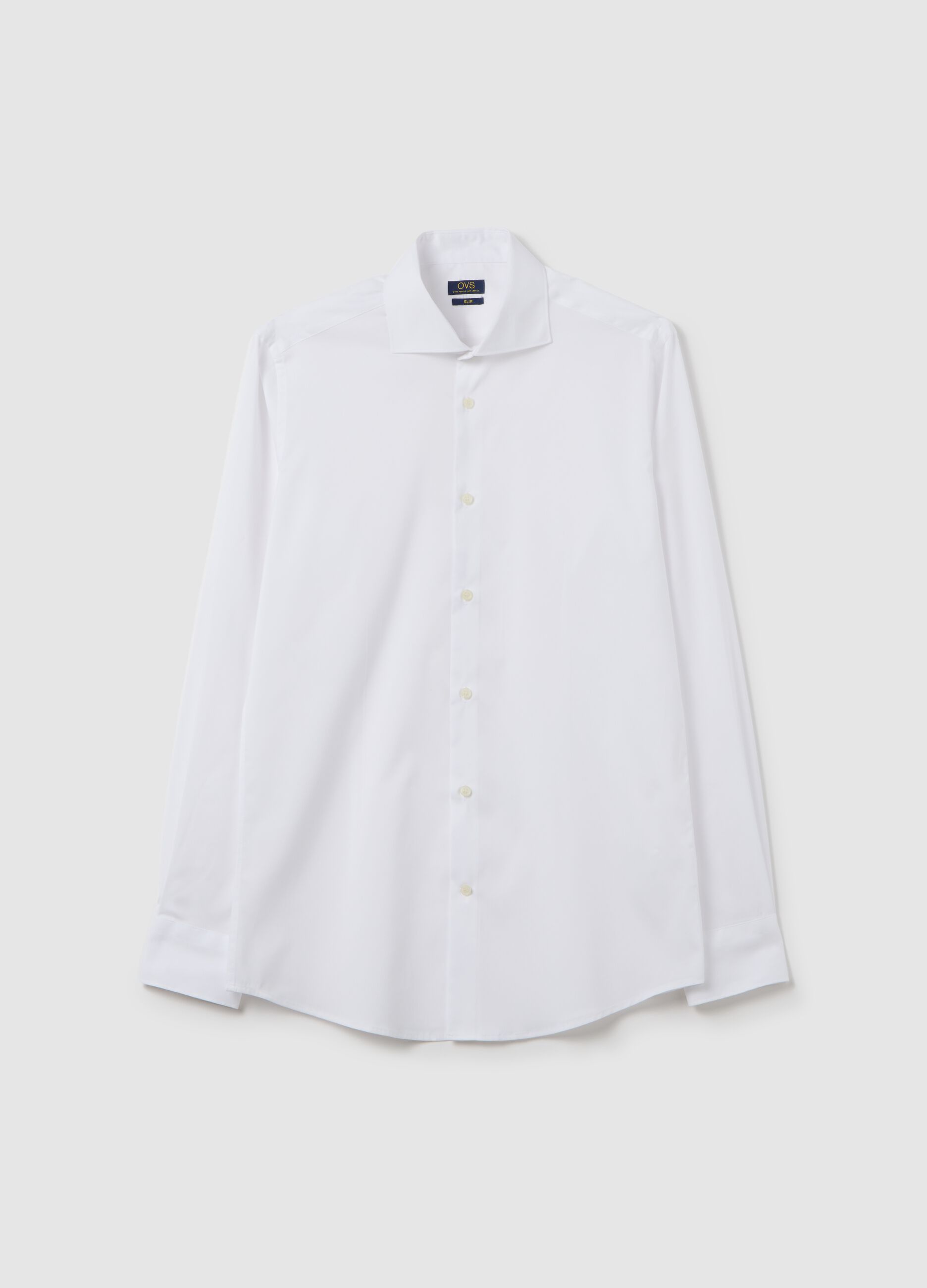 White slim shirt with French collar and buttons