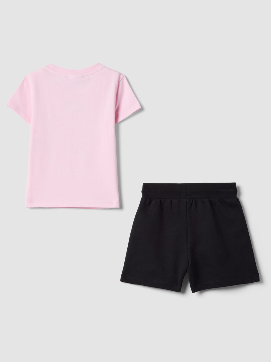 Set in cotone elasticizzato multicolor da bambina con stampa Peach_1