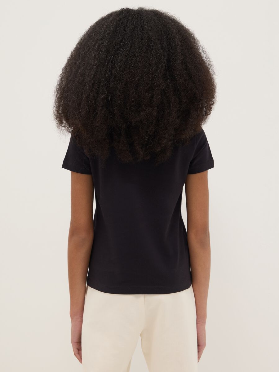 Girls' black cotton blend T-shirt regular fit_1