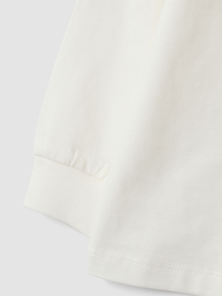 T-shirt bianco panna in puro cotone con girocollo_2