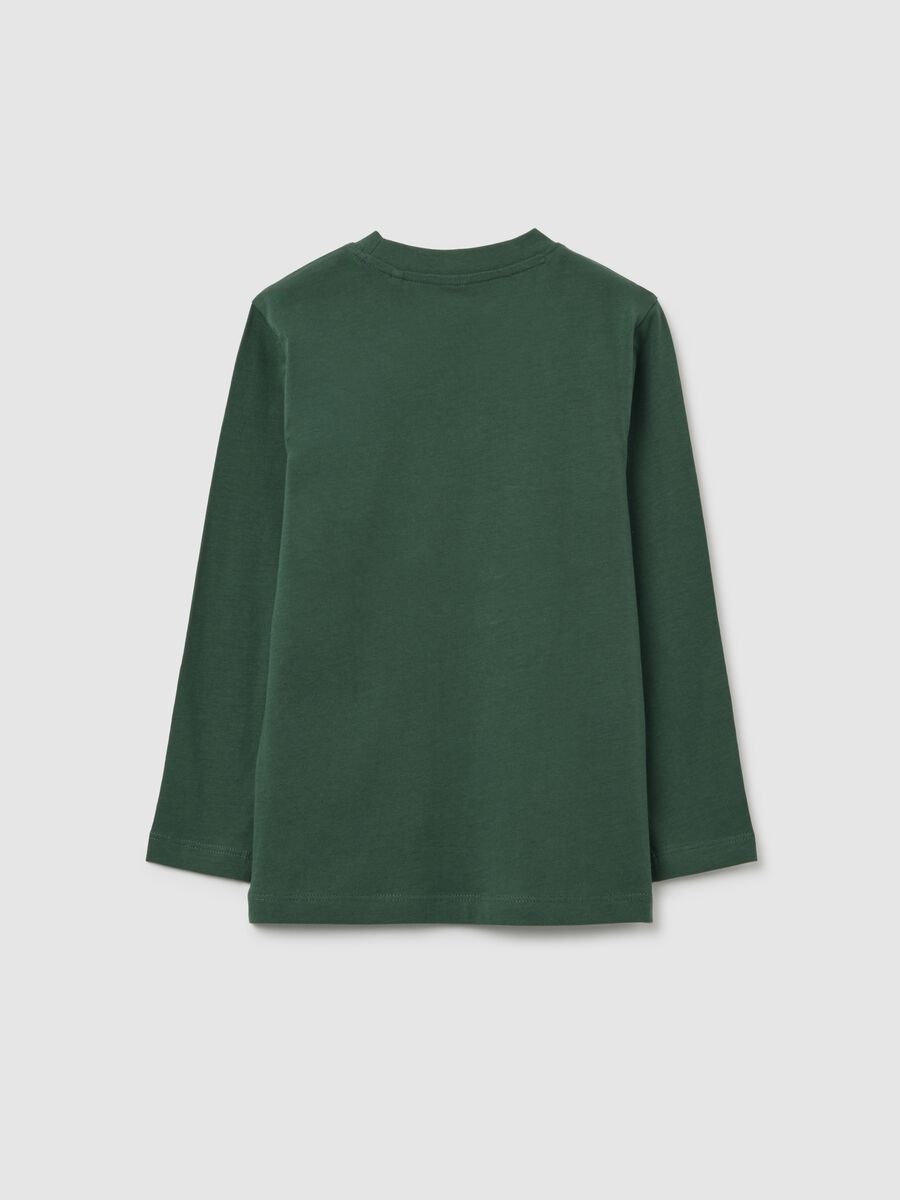 T-shirt da bambino in puro cotone verde regular fit con stampa_1