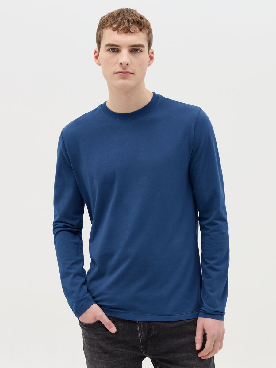 Long-sleeved T-shirt in stretch cotton_0