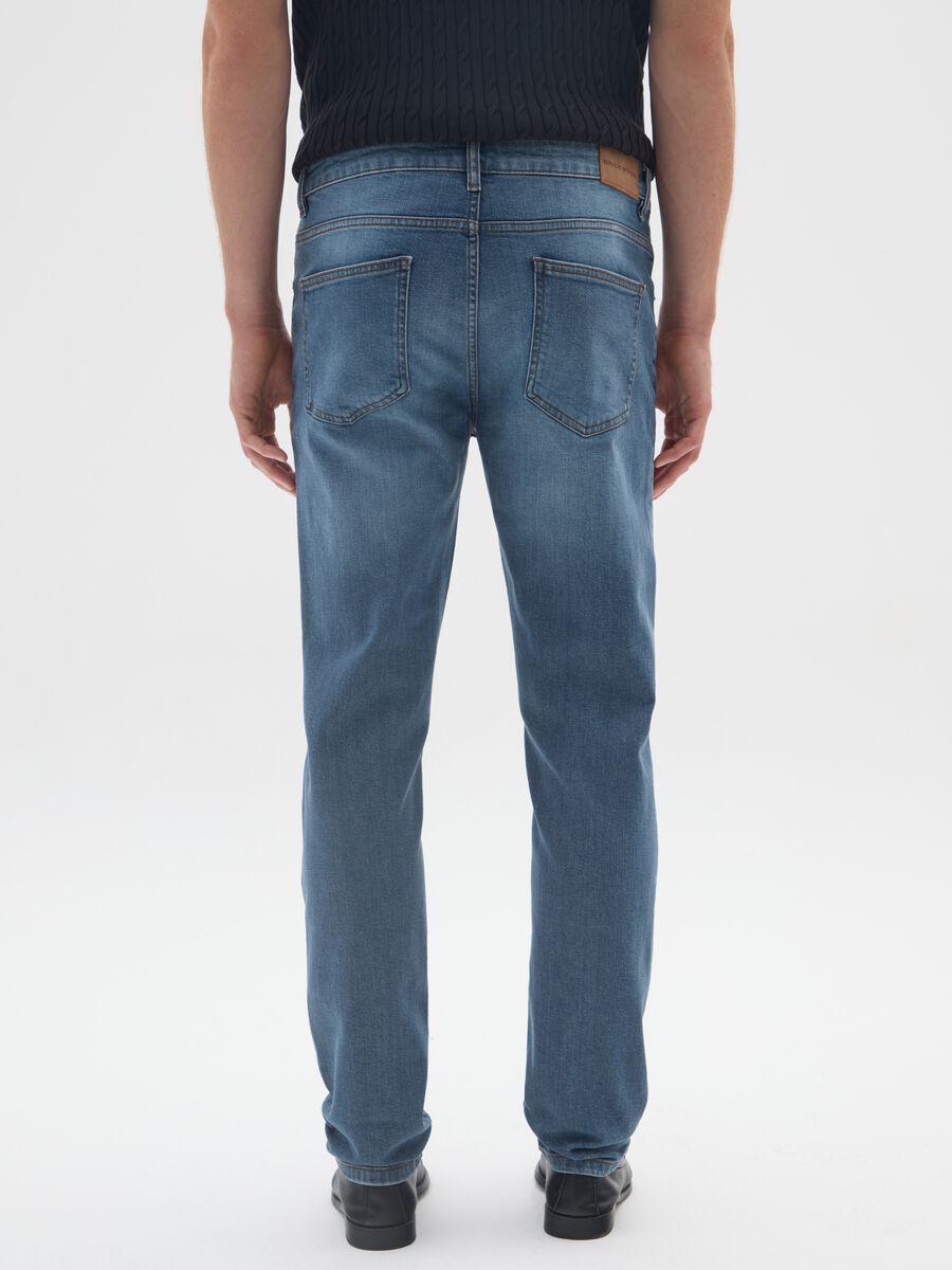 Jeans denim in cotone blu slim fit_2