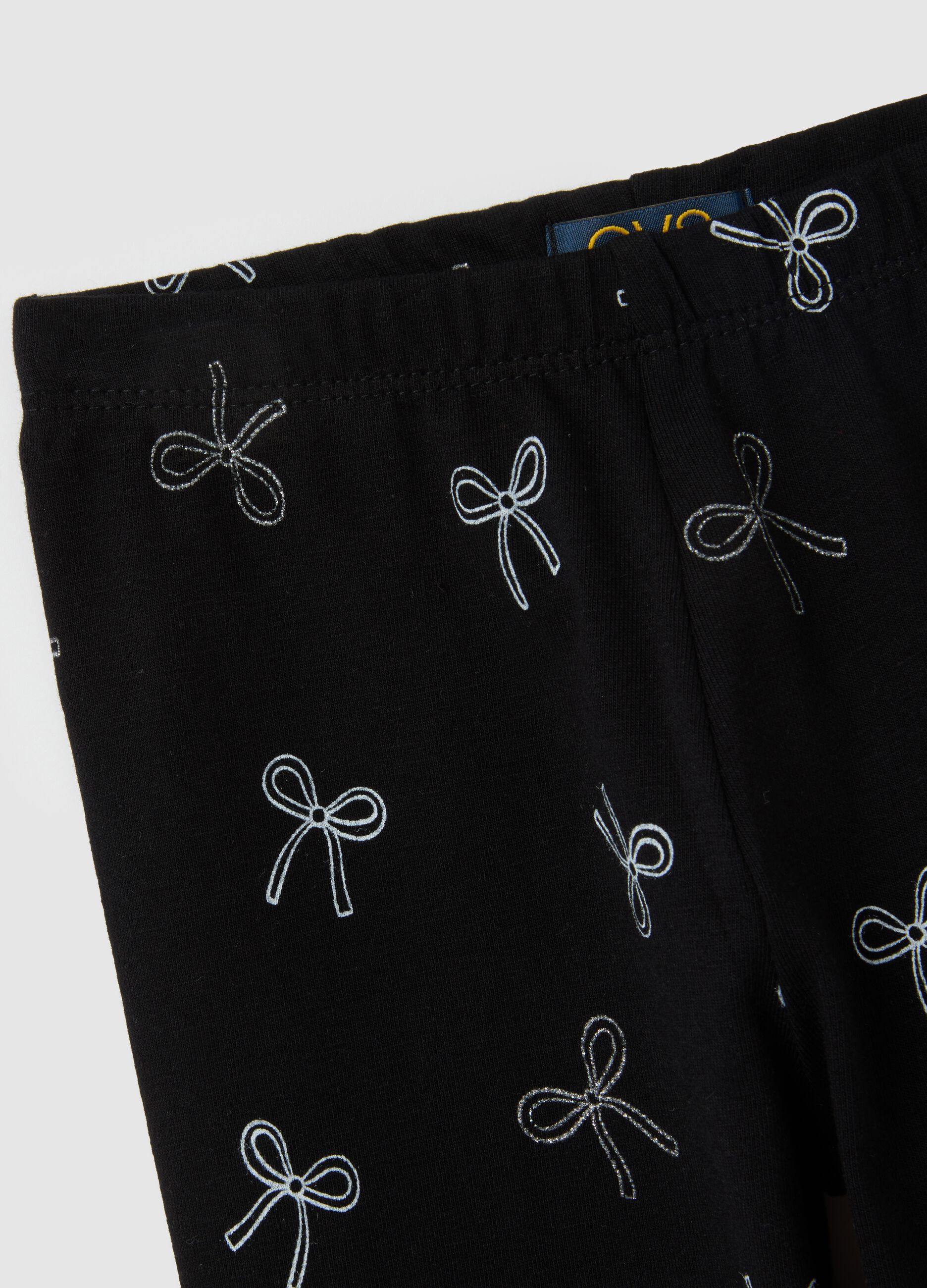 Girls' black skinny fit cotton leggings