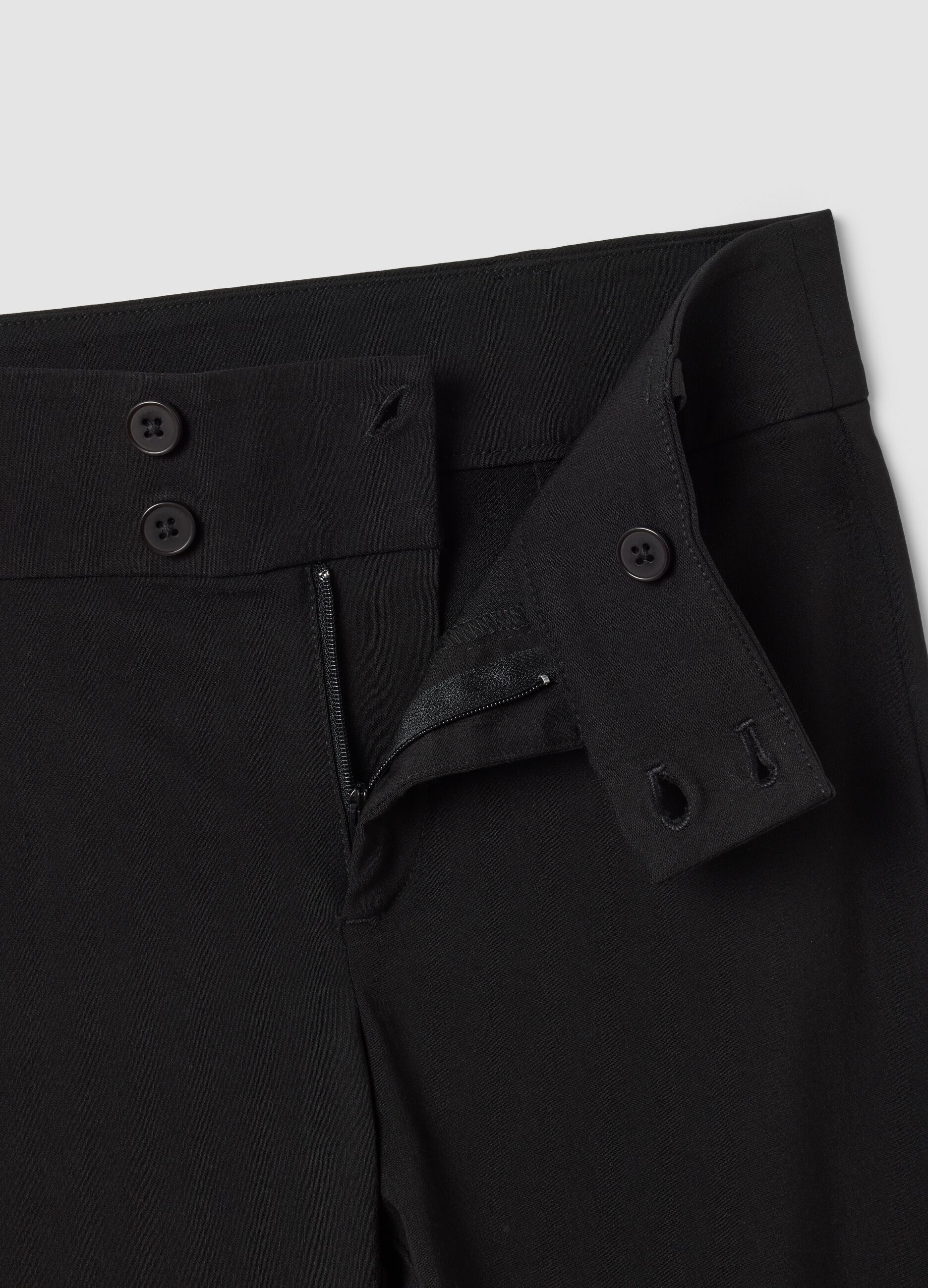 Black flared trousers in stretch viscose