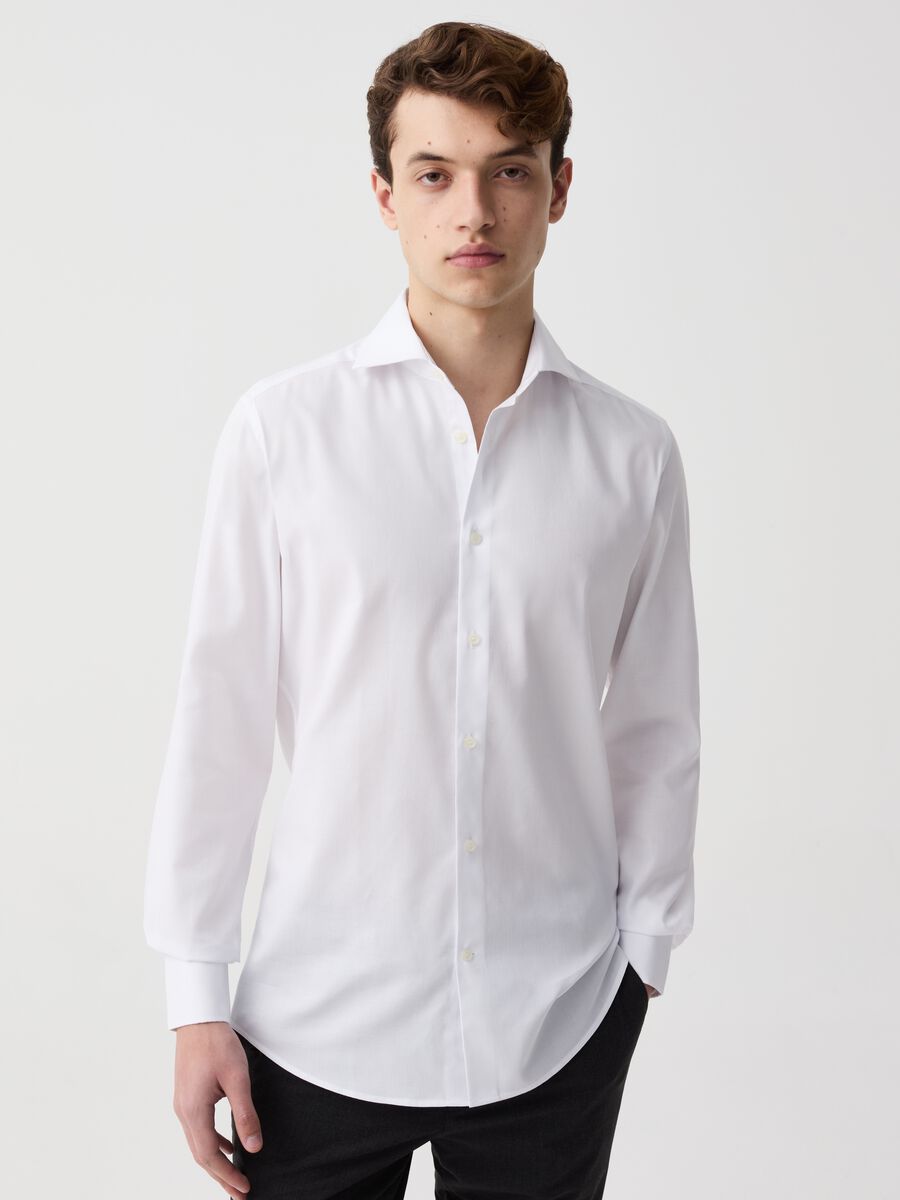 Solid colour slim-fit easy-iron shirt_1