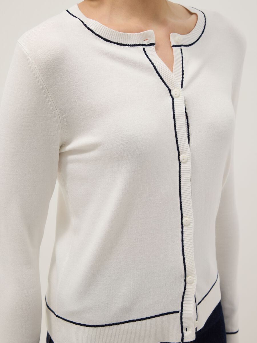Cardigan in misto viscosa bianco regular fit con bottoni_3