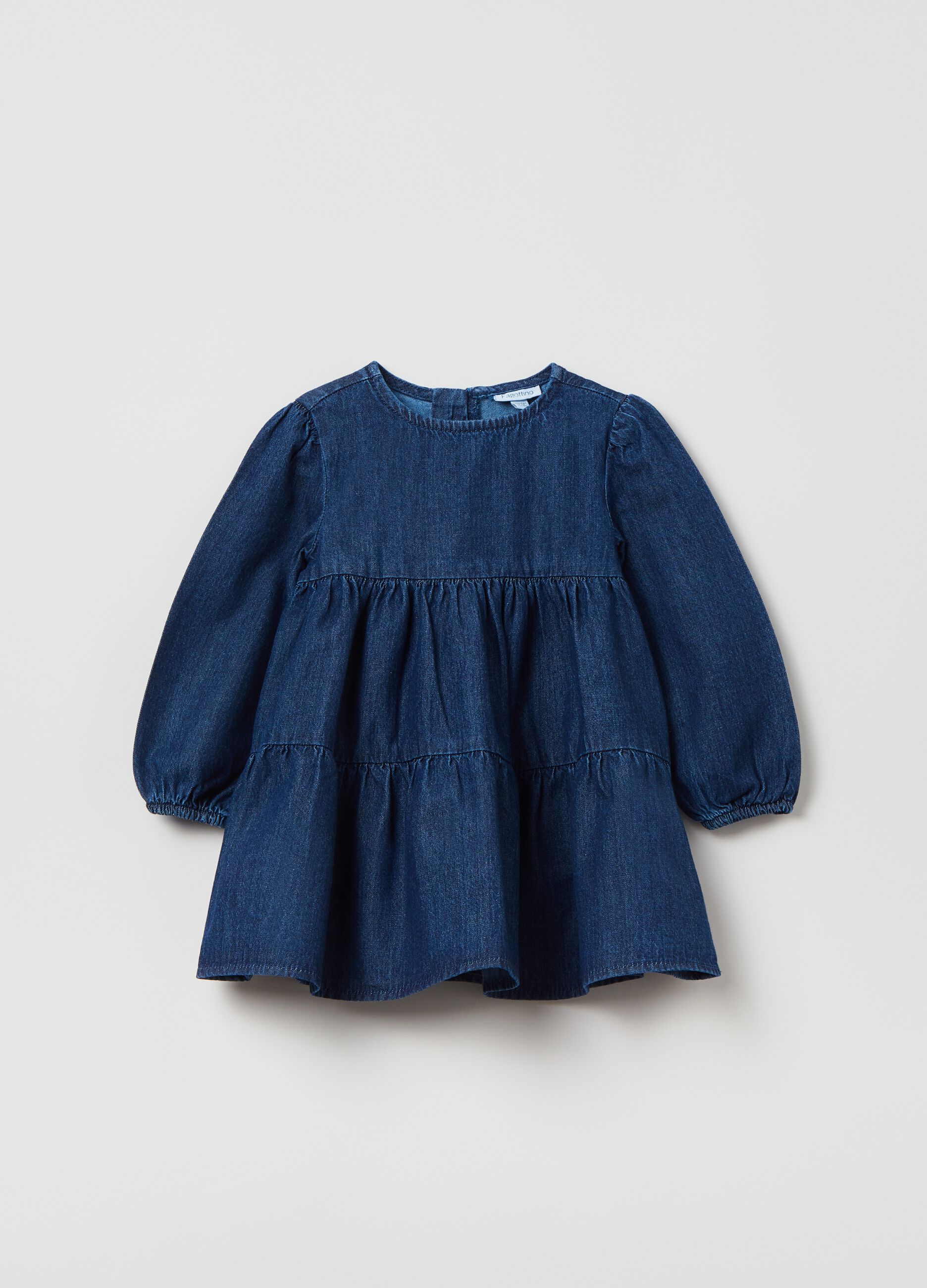 Flounced denim dress