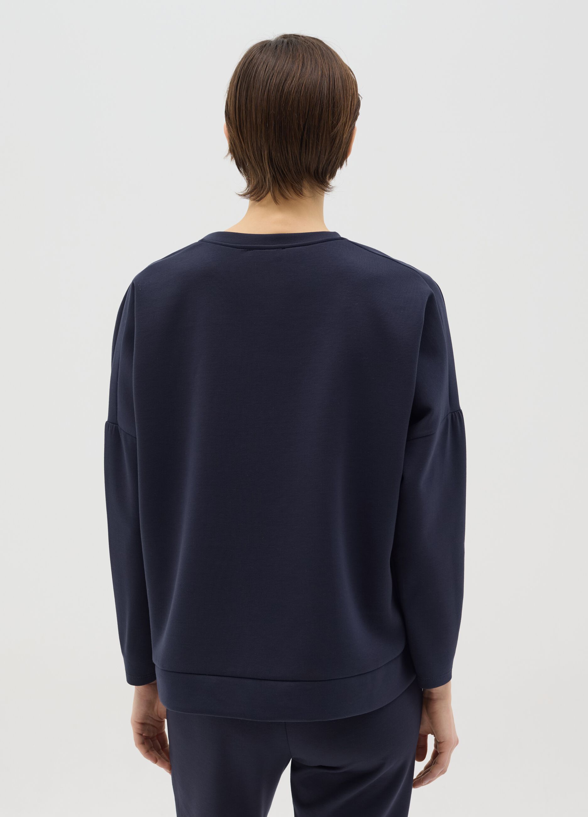 Blue top with layered-effect hem