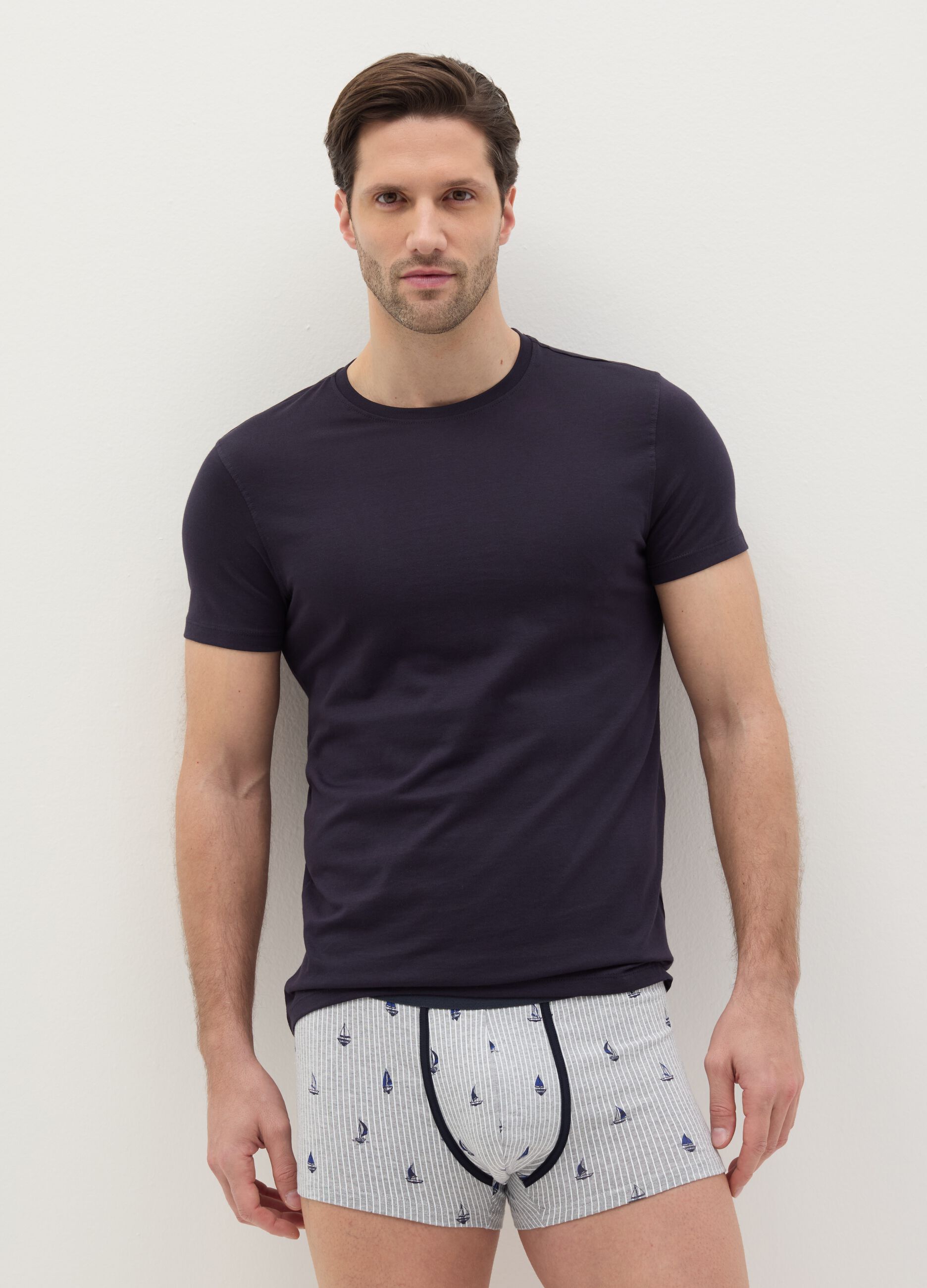 Two-pack undershirts with round neck