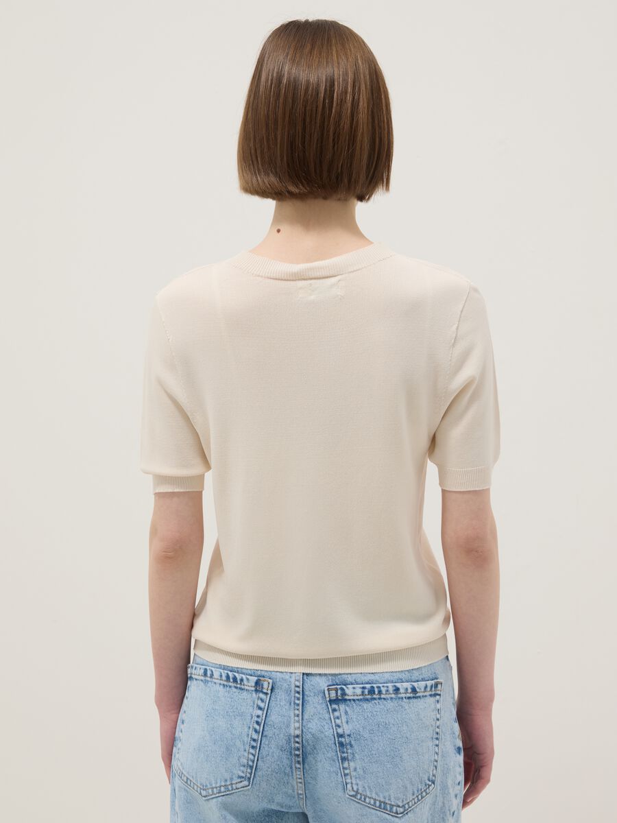 Beige Viscose Blend Regular Fit T-shirt_2