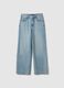 Straight leg blue denim jeans in pure cotton_4
